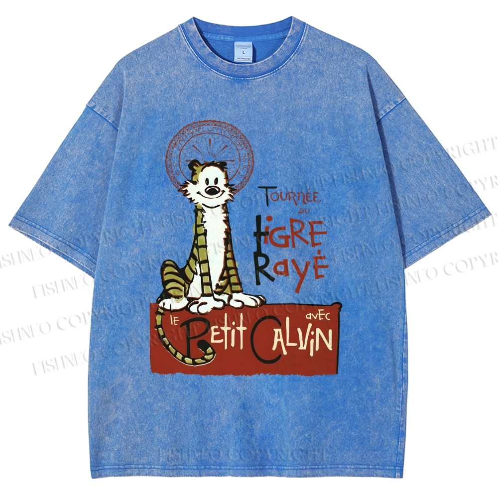 Unisex Calvin and Hobbes Printed Washed Tee