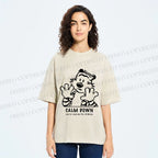 Unisex Calvin and Hobbes Clam Down Printed Washed Tee