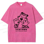 Unisex Calvin and Hobbes Clam Down Printed Washed Tee