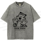 Unisex Calvin and Hobbes Clam Down Printed Washed Tee