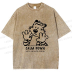 Unisex Calvin and Hobbes Clam Down Printed Washed Tee