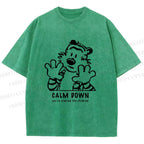 Unisex Calvin and Hobbes Clam Down Printed Washed Tee