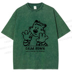 Unisex Calvin and Hobbes Clam Down Printed Washed Tee
