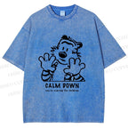 Unisex Calvin and Hobbes Clam Down Printed Washed Tee