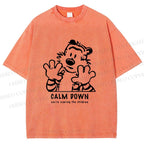 Unisex Calvin and Hobbes Clam Down Printed Washed Tee