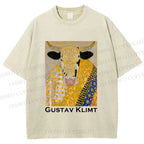 Unisex Ox in Klimt Art Style Printed Washed Tee