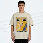 Unisex Ox in Klimt Art Style Printed Washed Tee