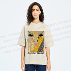 Unisex Ox in Klimt Art Style Printed Washed Tee
