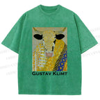 Unisex Ox in Klimt Art Style Printed Washed Tee