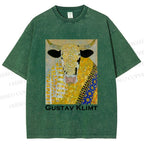 Unisex Ox in Klimt Art Style Printed Washed Tee