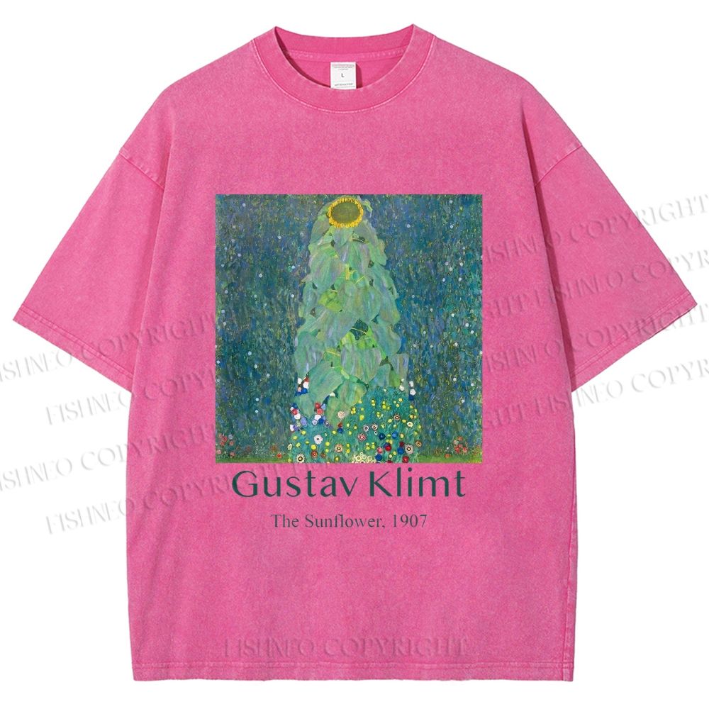 Unisex Klimt the Sunflower Printed Washed Tee