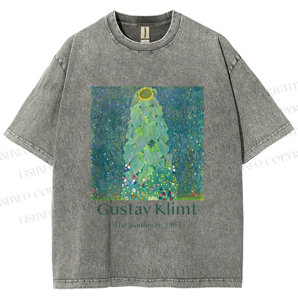 Unisex Klimt the Sunflower Printed Washed Tee