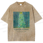 Unisex Klimt the Sunflower Printed Washed Tee