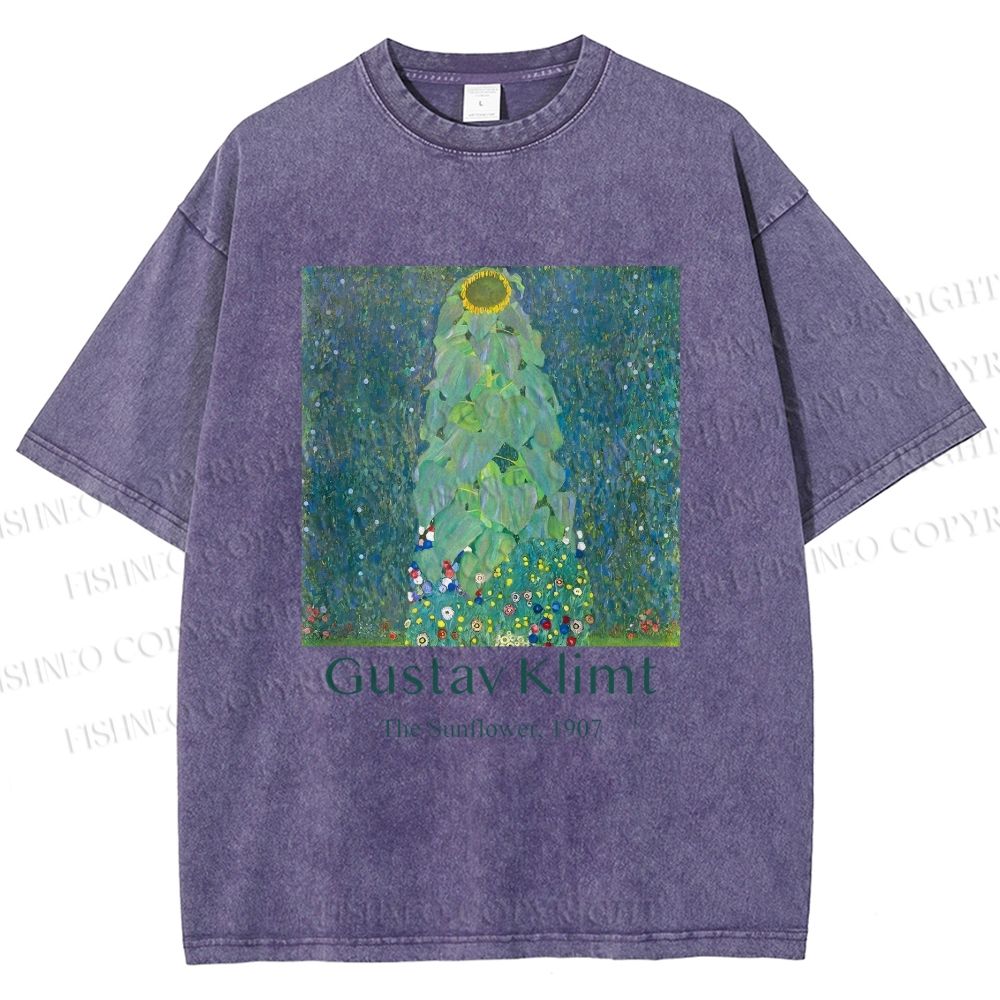 Unisex Klimt the Sunflower Printed Washed Tee