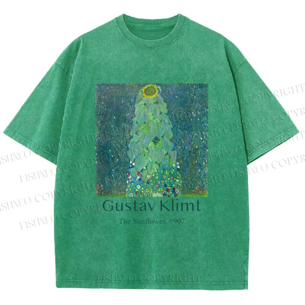 Unisex Klimt the Sunflower Printed Washed Tee