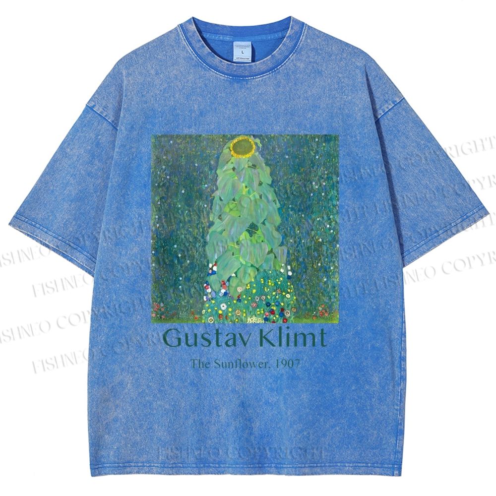 Unisex Klimt the Sunflower Printed Washed Tee