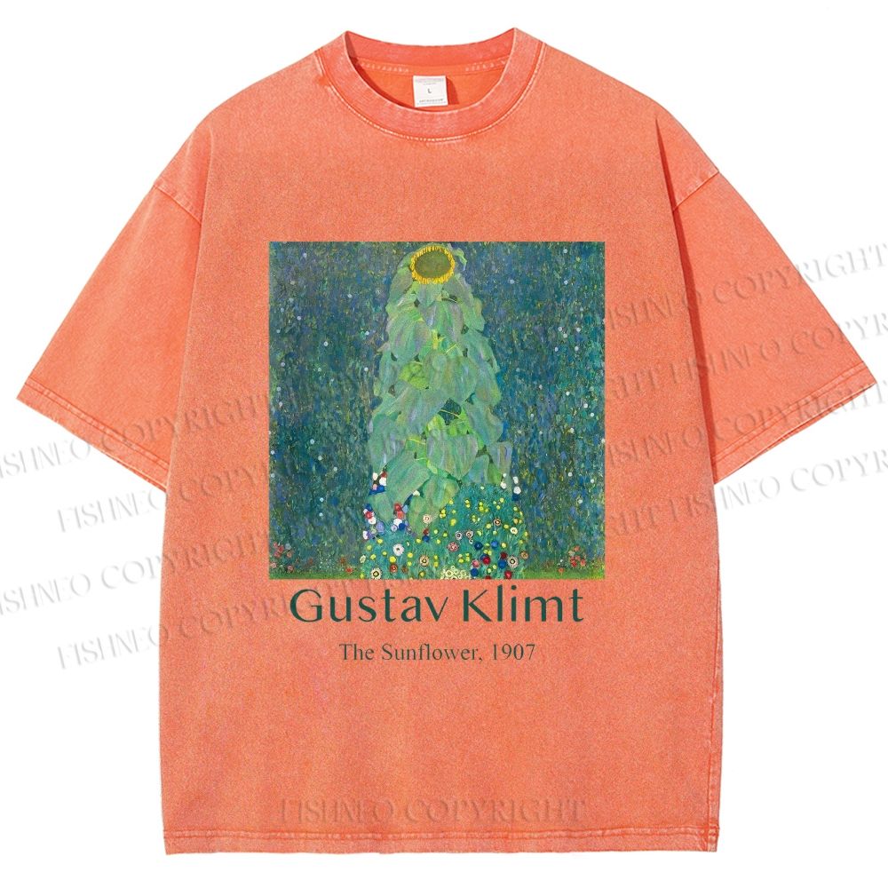 Unisex Klimt the Sunflower Printed Washed Tee