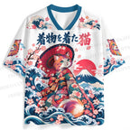 Wearing Kimono Cat Jersey Shirts