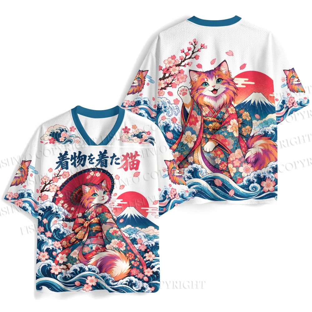 Wearing Kimono Cat Jersey Shirts