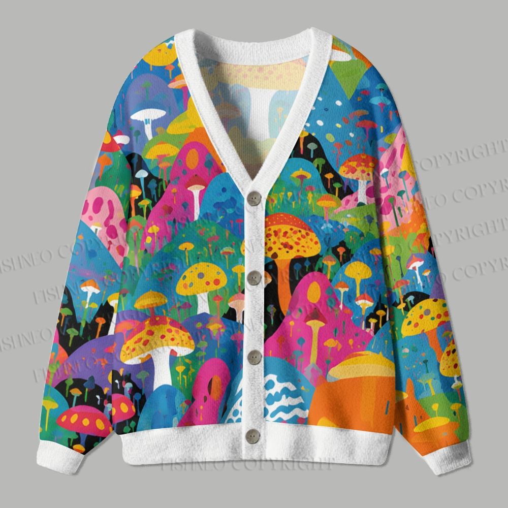 Japanese Yayoi Kusama Style Mushroom Ugly Cardigan Sweater