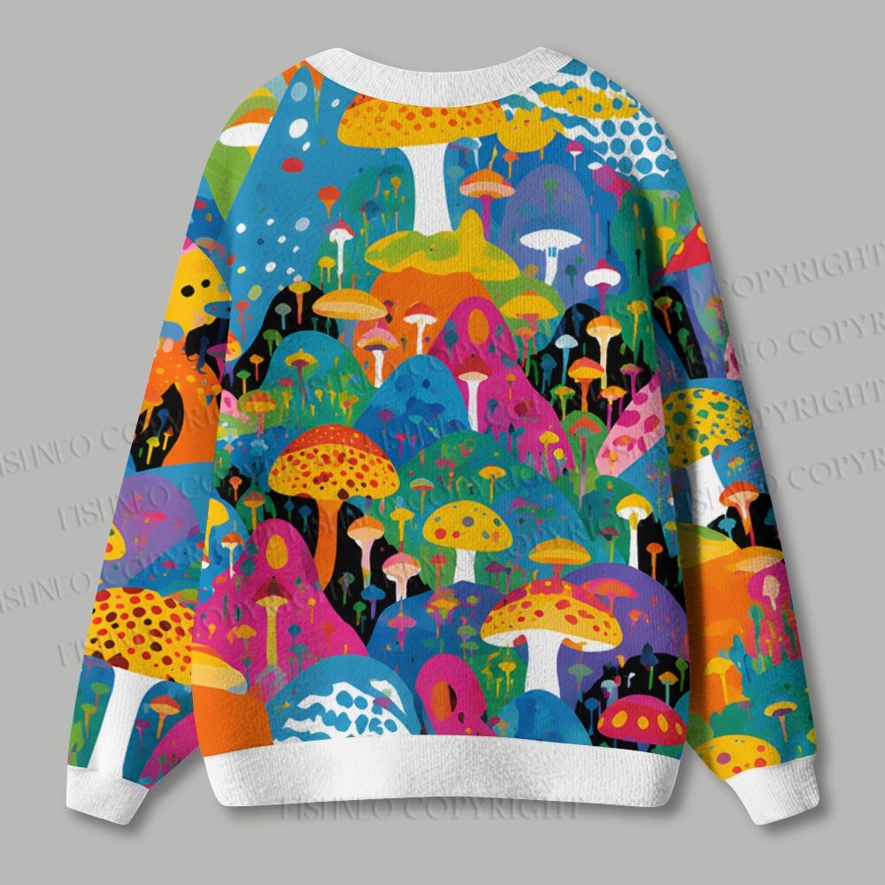 Japanese Yayoi Kusama Style Mushroom Ugly Cardigan Sweater