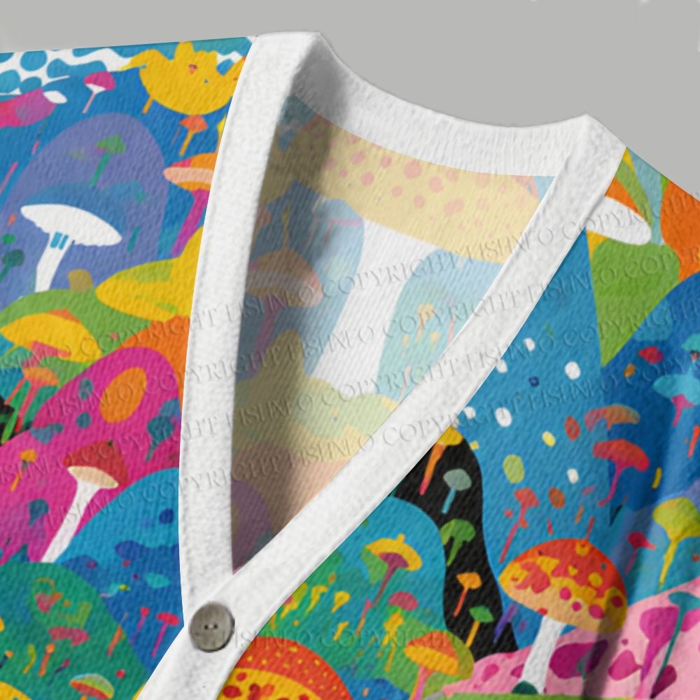 Japanese Yayoi Kusama Style Mushroom Ugly Cardigan Sweater