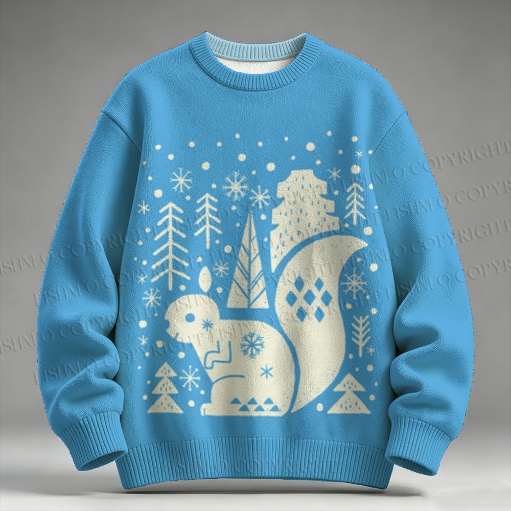 Christmas Squirrel in Snow Raglan Sweater