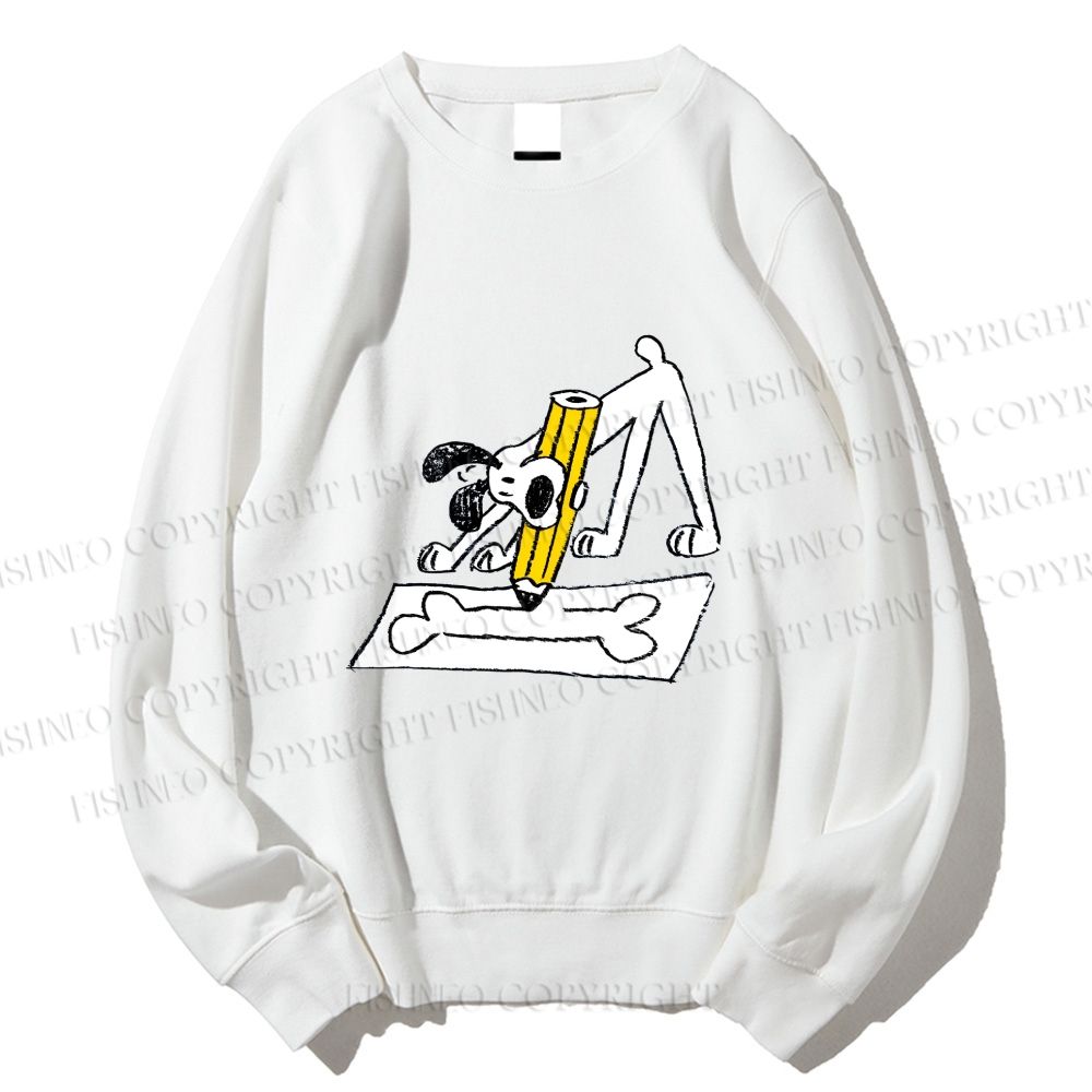 Unisex Funny Dog Drawing a Big Bone Printed Sweatshirt