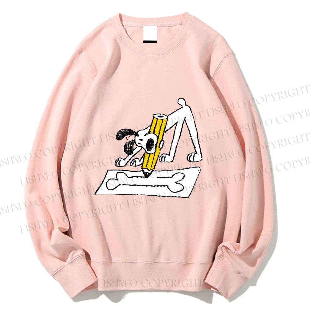 Unisex Funny Dog Drawing a Big Bone Printed Sweatshirt