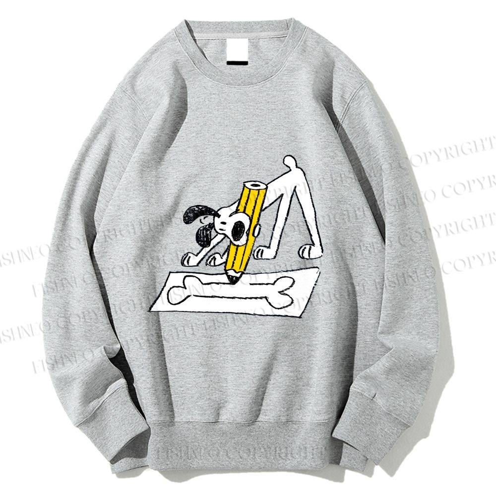 Unisex Funny Dog Drawing a Big Bone Printed Sweatshirt