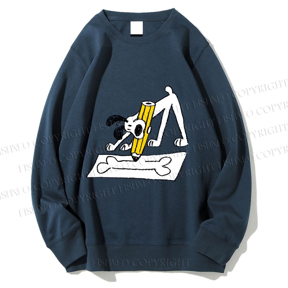 Unisex Funny Dog Drawing a Big Bone Printed Sweatshirt
