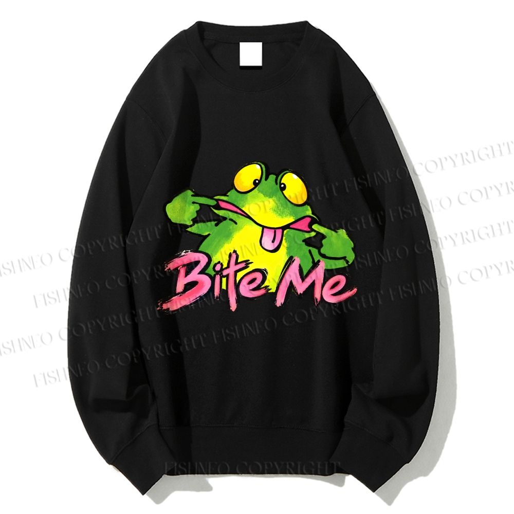 Unisex Provocative Frog Bite Me Printed Sweatshirt