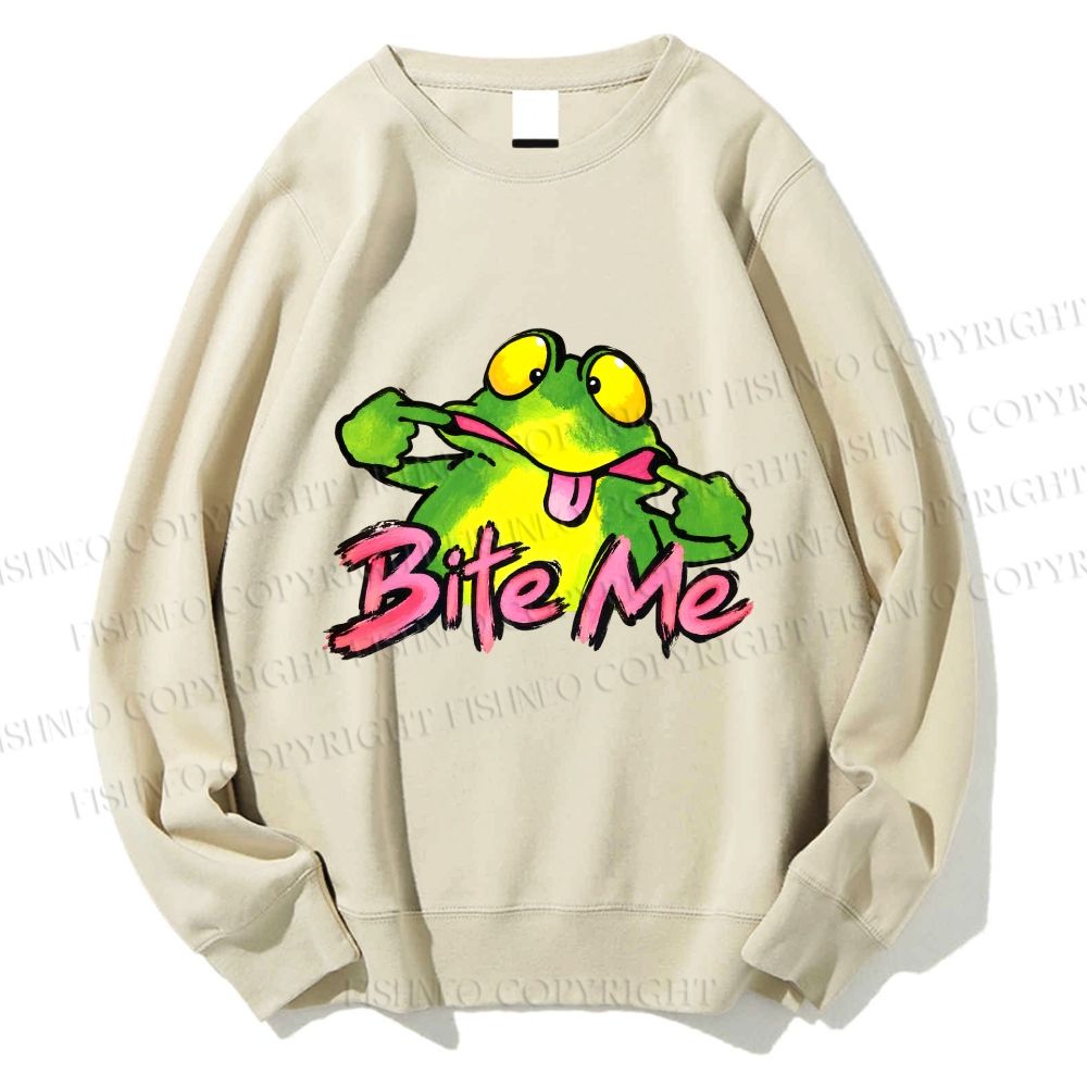 Unisex Provocative Frog Bite Me Printed Sweatshirt