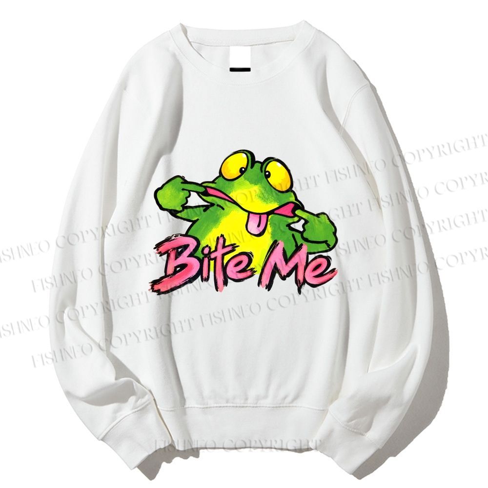 Unisex Provocative Frog Bite Me Printed Sweatshirt