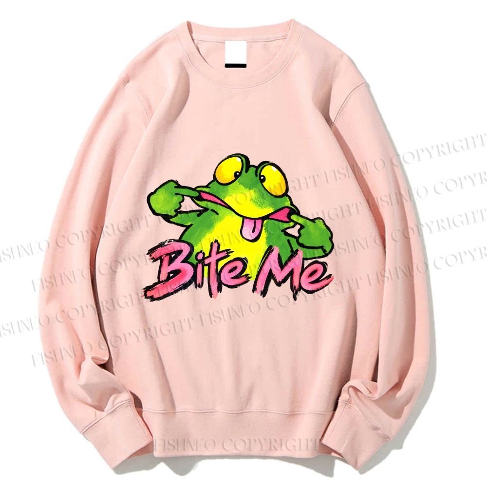 Unisex Provocative Frog Bite Me Printed Sweatshirt