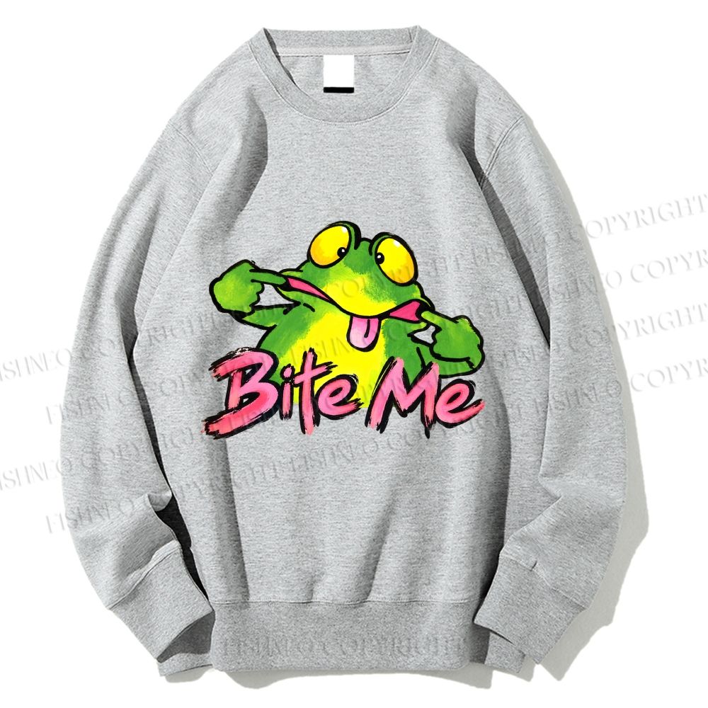 Unisex Provocative Frog Bite Me Printed Sweatshirt