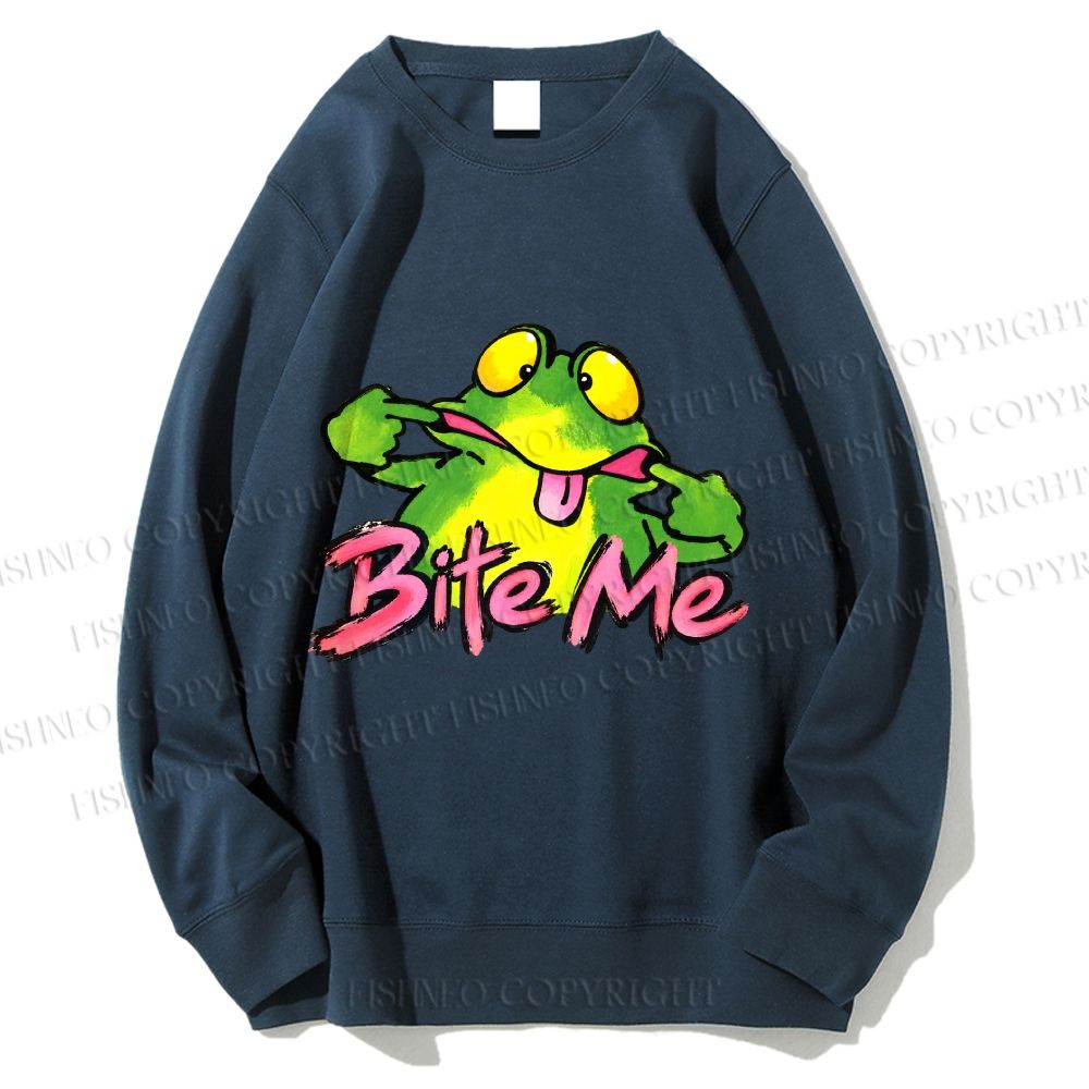 Unisex Provocative Frog Bite Me Printed Sweatshirt