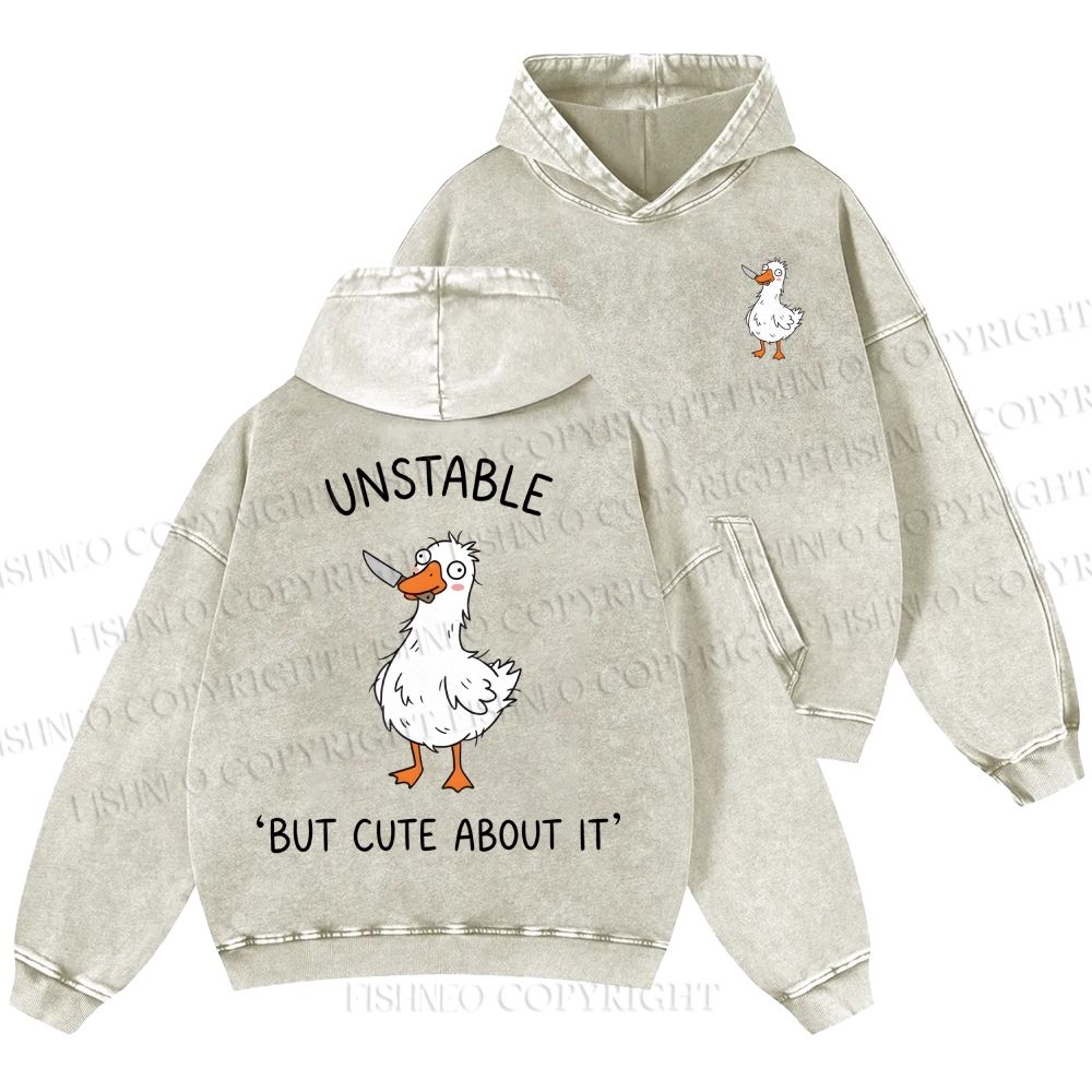Unisex Unstable Goose Casual Printed Double-sided Washed Hoodie