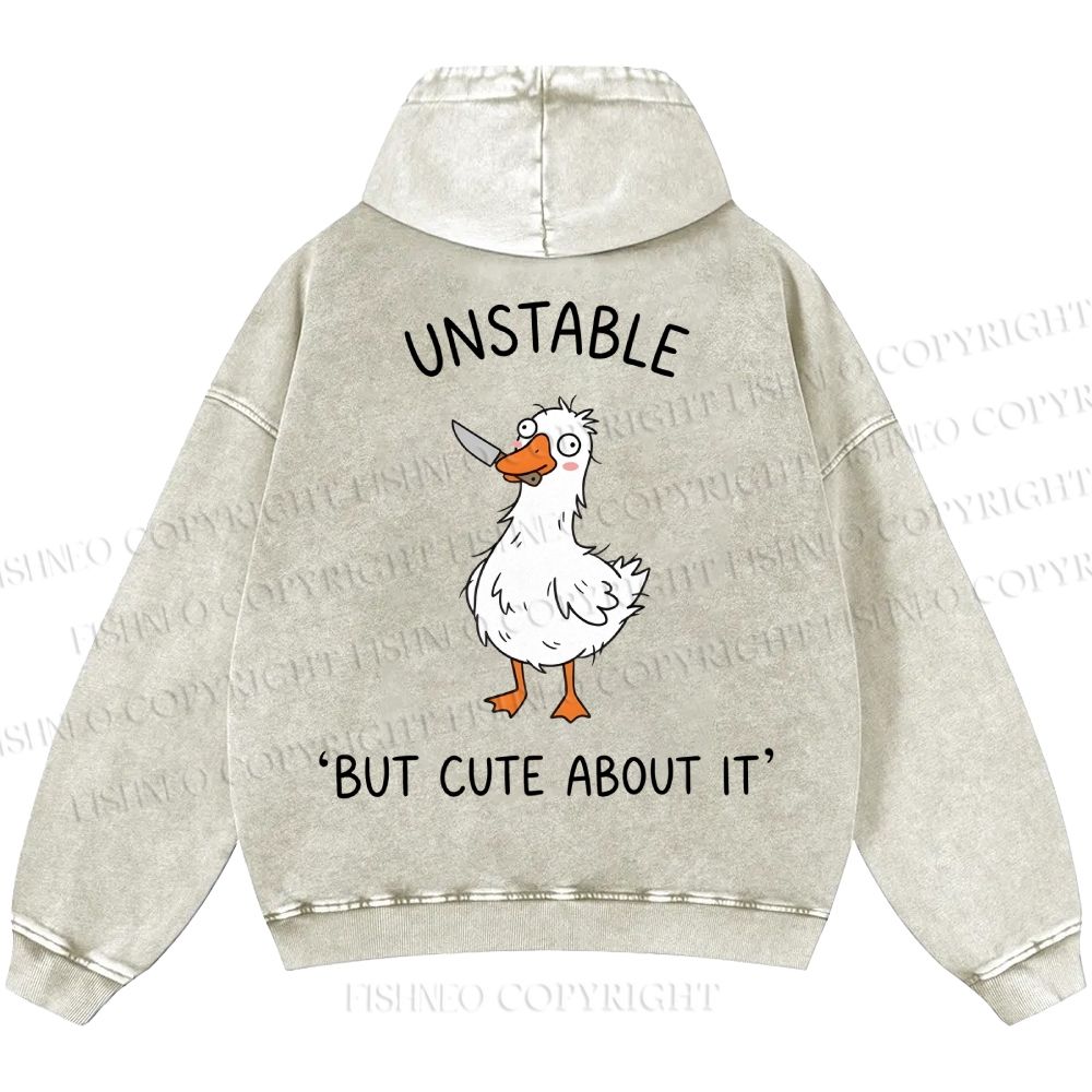Unisex Unstable Goose Casual Printed Double-sided Washed Hoodie