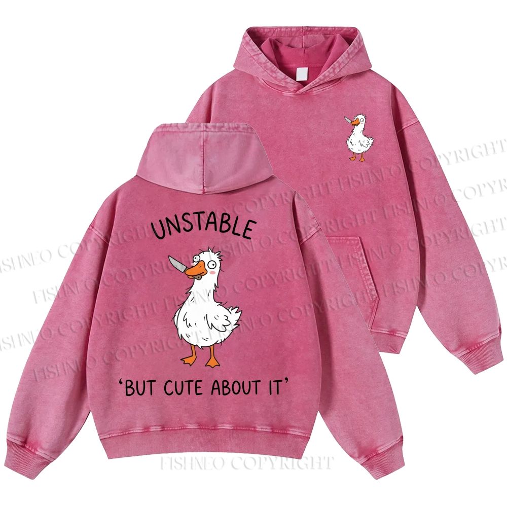 Unisex Unstable Goose Casual Printed Double-sided Washed Hoodie