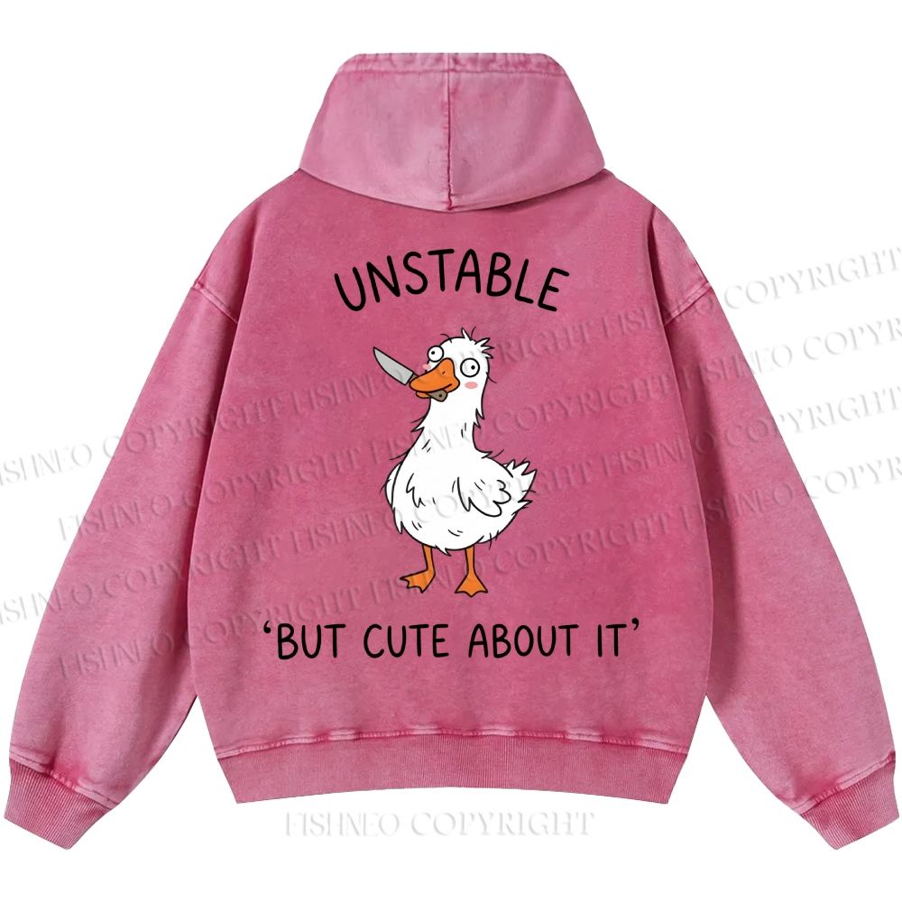 Unisex Unstable Goose Casual Printed Double-sided Washed Hoodie
