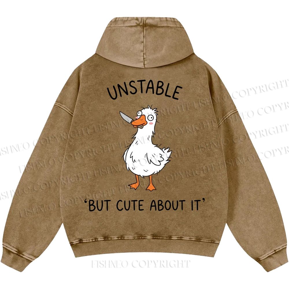 Unisex Unstable Goose Casual Printed Double-sided Washed Hoodie