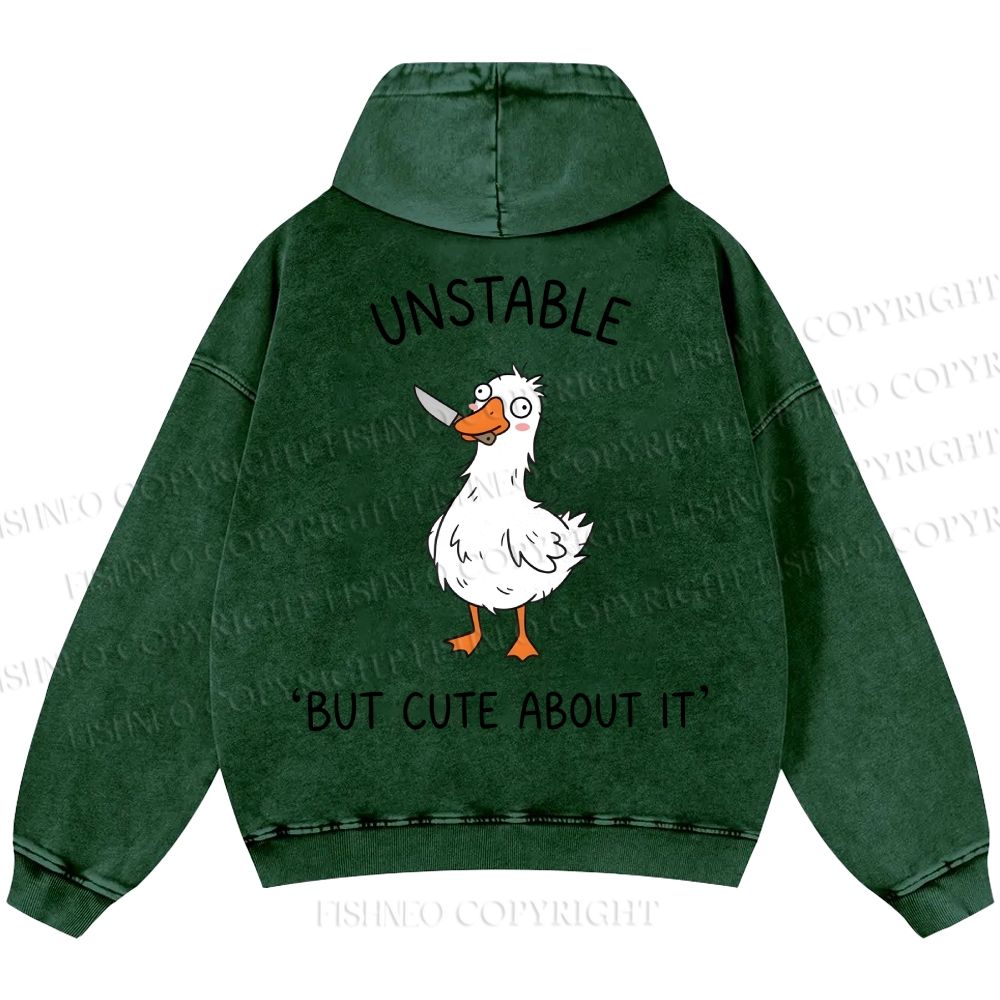 Unisex Unstable Goose Casual Printed Double-sided Washed Hoodie