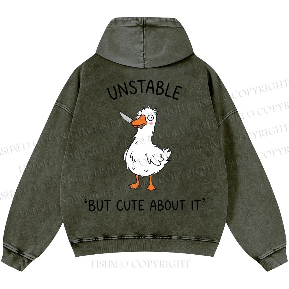 Unisex Unstable Goose Casual Printed Double-sided Washed Hoodie