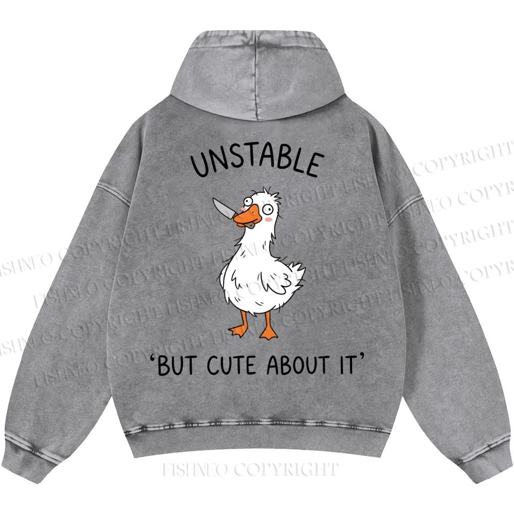 Unisex Unstable Goose Casual Printed Double-sided Washed Hoodie