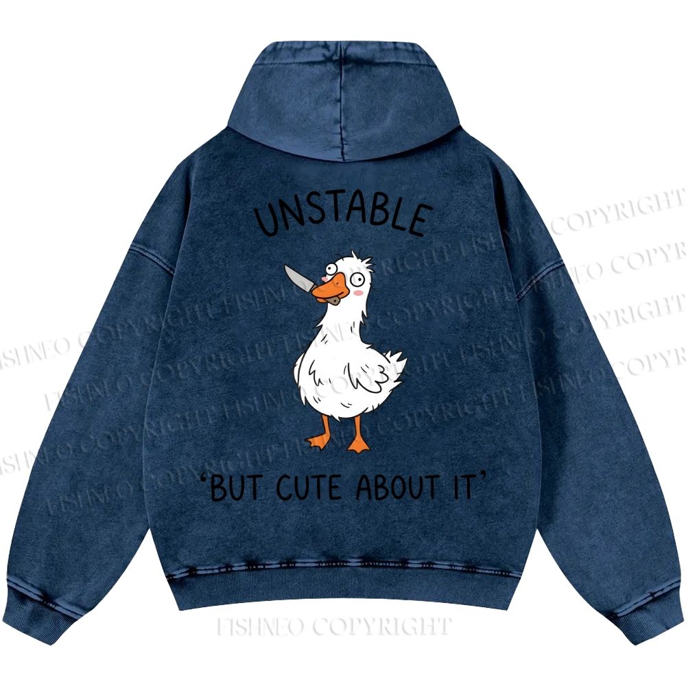 Unisex Unstable Goose Casual Printed Double-sided Washed Hoodie