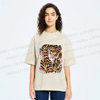 Unisex Japanese Vintage Tiger Printed Washed Tee