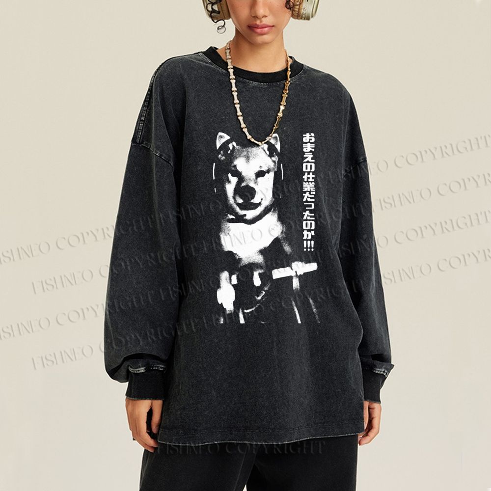 Unisex Casual Washed So It Was All Your Work Printed Long Sleeve T-shirt