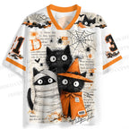 Halloween Cat Printed Jersey Shirts