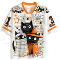 Halloween Cat Printed Jersey Shirts